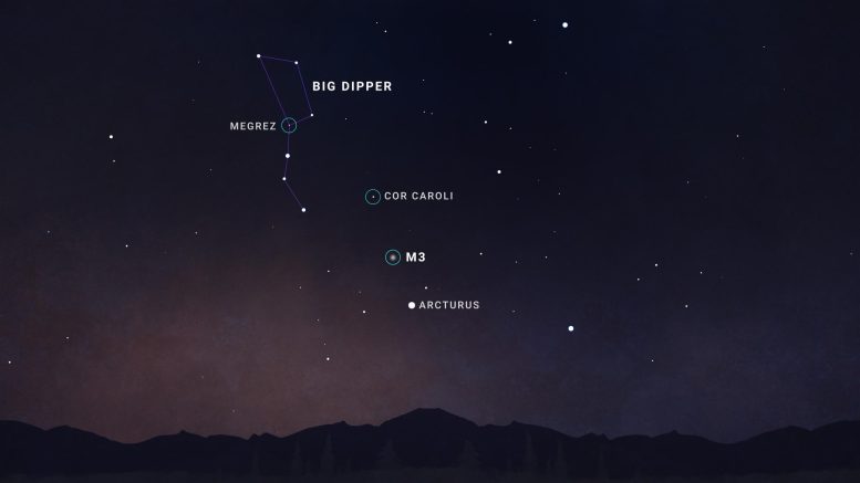 Globular Cluster M3 Sky Chart April 2025