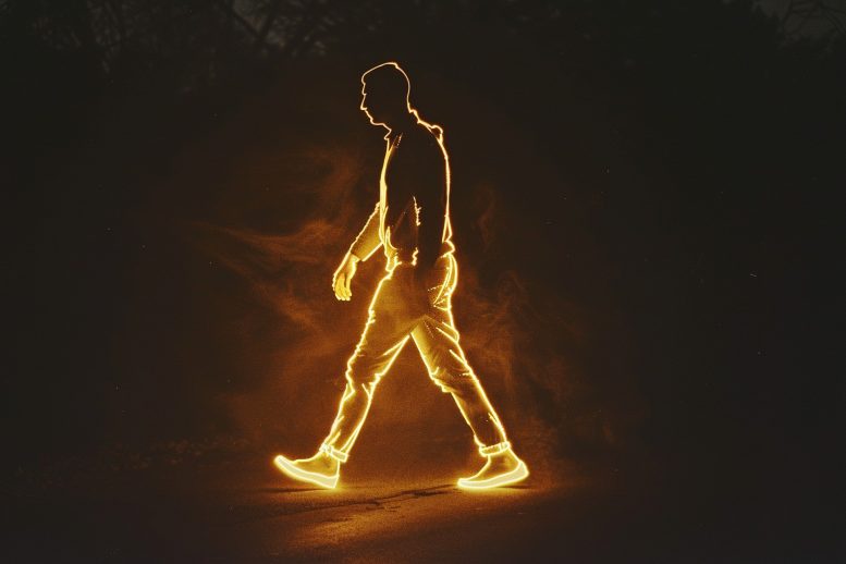 Glowing Highlights Man Walking