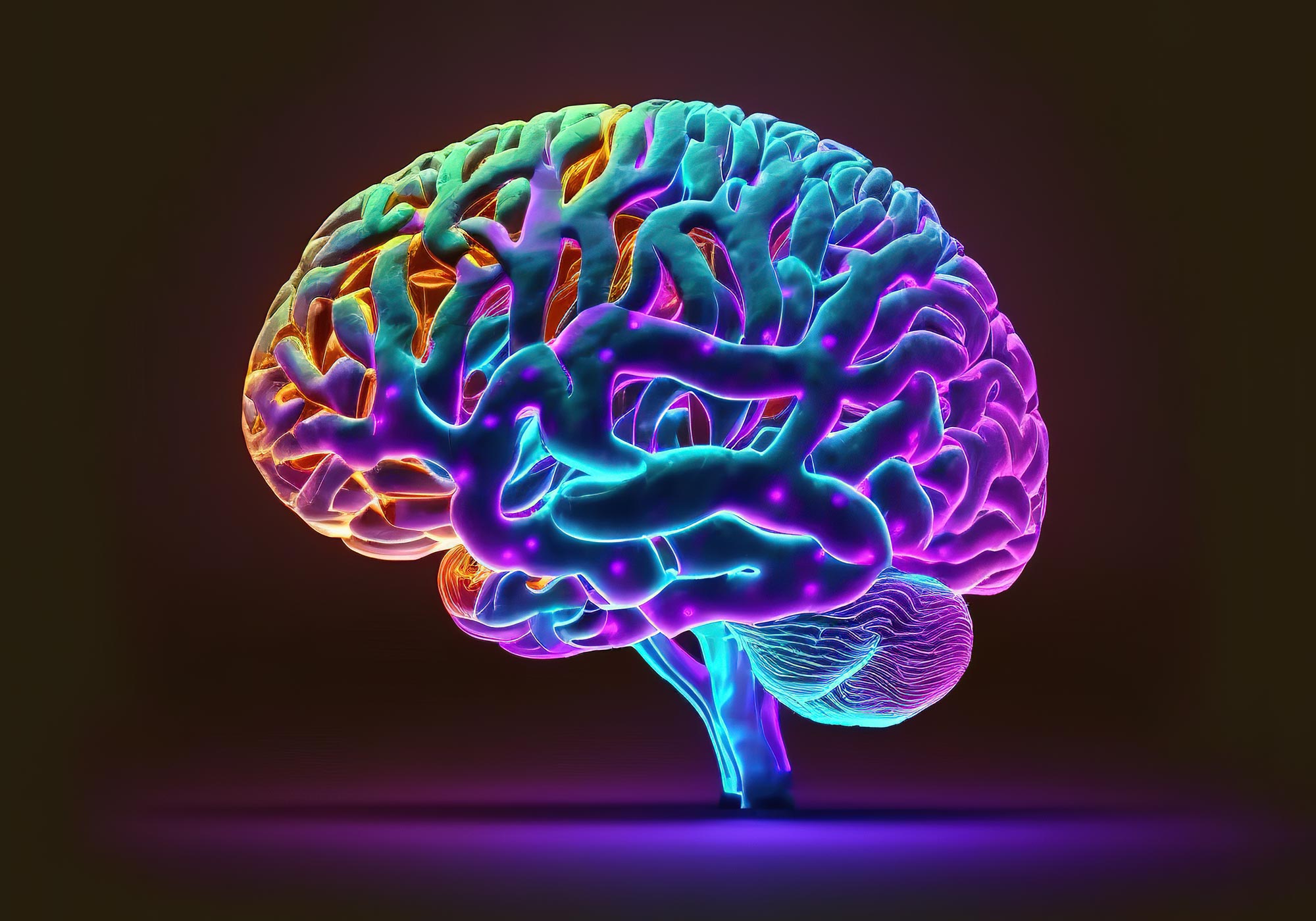 輝く人間の脳信号コンピューター レンダリング