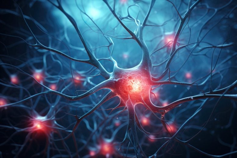 Glowing Red Neuron Dementia