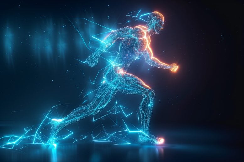 Glowing Wireframe Sprinting