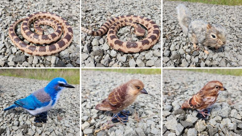 Gopher Snake, Rattlesnake, Squirrel, Jay, Cowbird, and Sparrow
