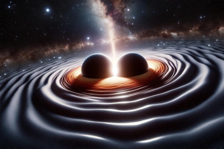 Gravitational Waves Black Hole Merger Concept