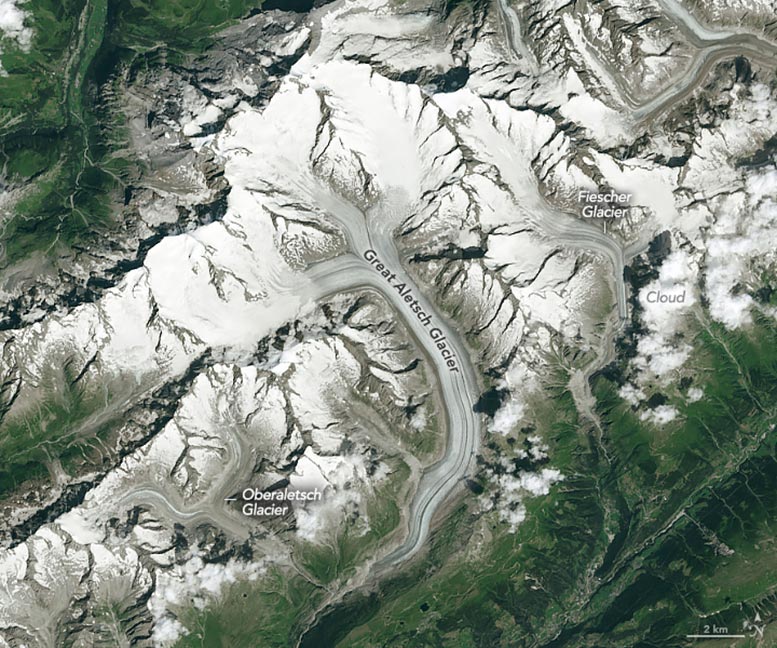 Great Aletsch Glacier Switzerland 2024 Annotated
