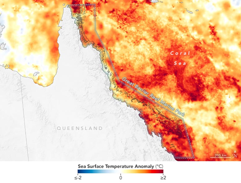 Great Barrier Reef Heat Stress March 2024 Annotated