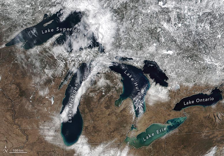 Great Lakes Ice Cover February 2024 Annotated