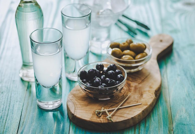 Greek Ouzo and Olives
