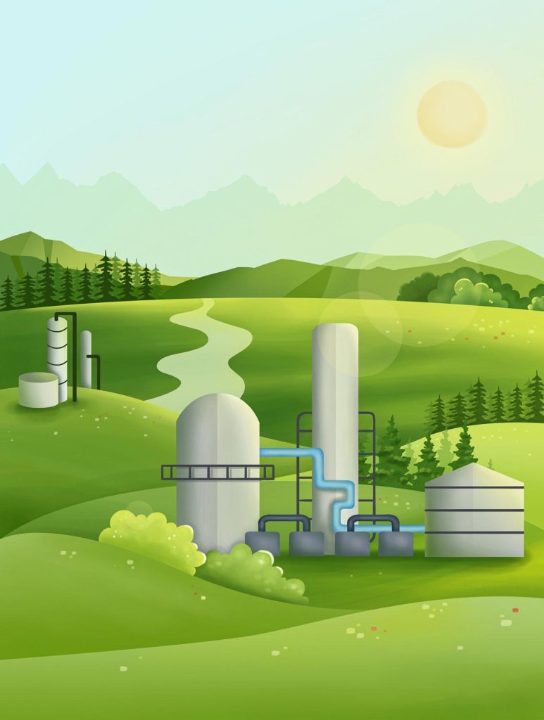 Green Chemical Manufacturing Illustration