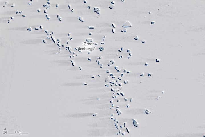 Iceberg verde da Antártida Oriental 2023 Fechar anotação