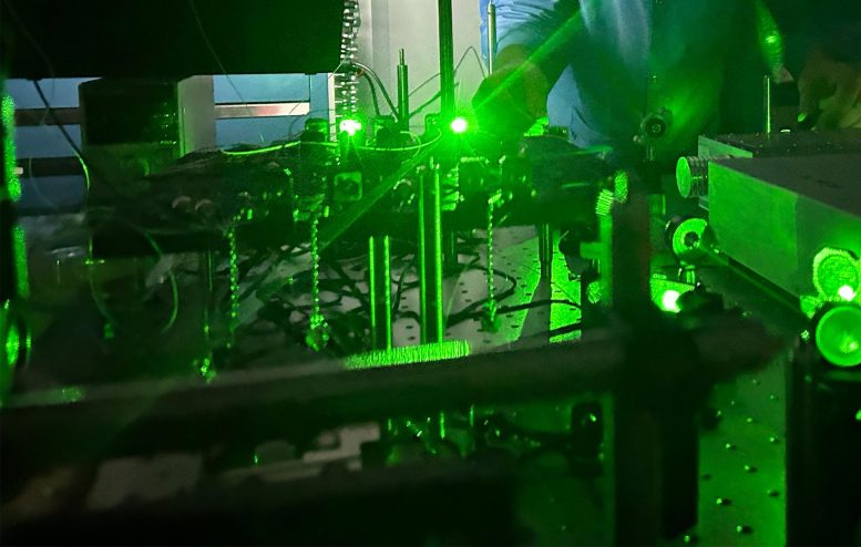 Green Laser Light Manipulates Energy States of Barium Ions