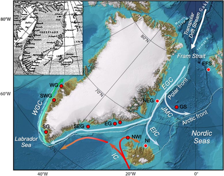 Greenland and Adjacent Ocean Currents
