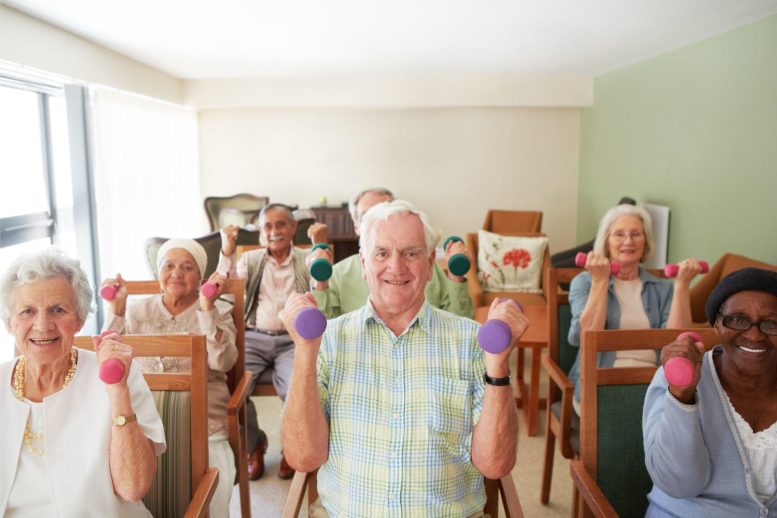 Group of Old Adults Exercising
