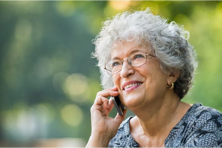 Happy Old Woman on Phone