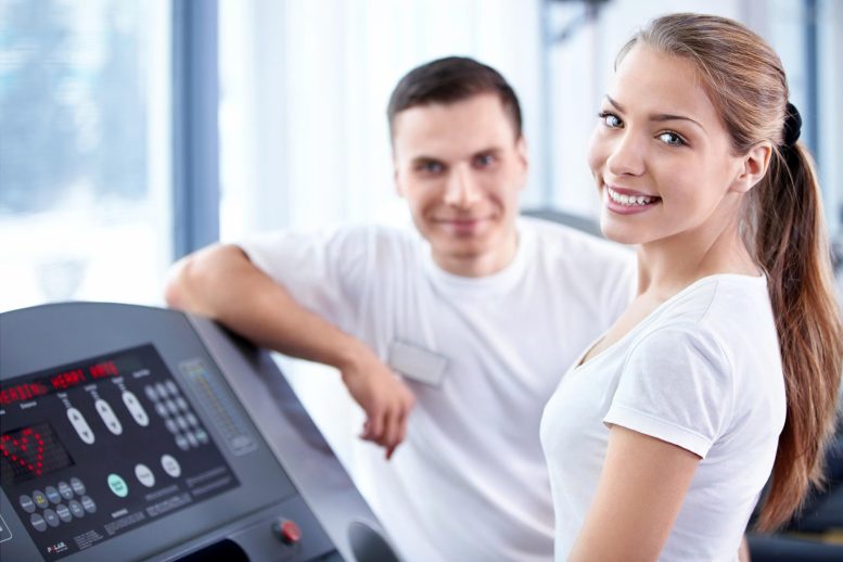 Happy Woman Exercise Treadmill