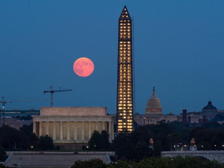 Harvest Moon Rises Over Washington