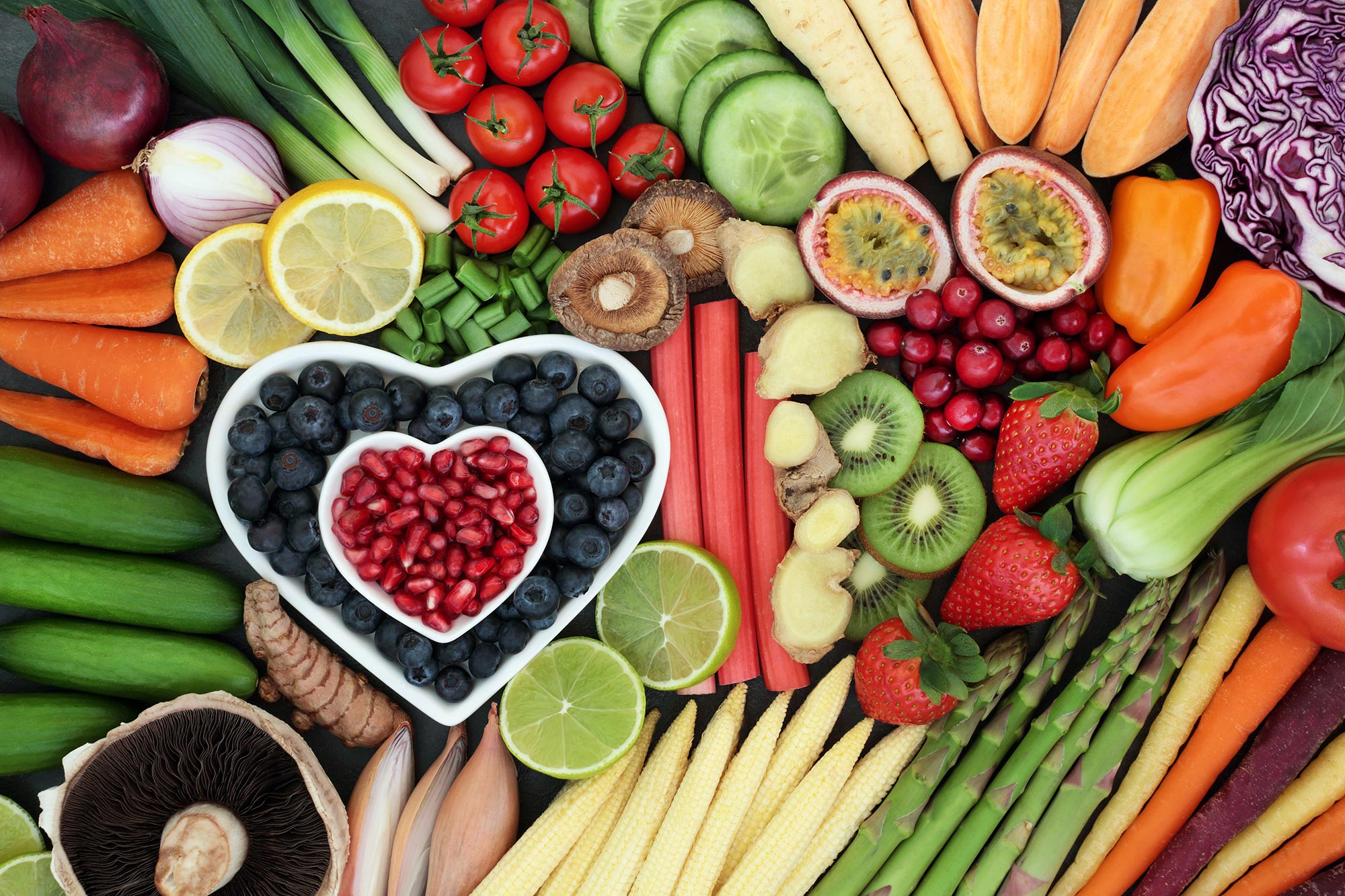 Heart healthy fruits vegetables food