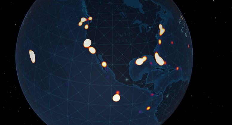 Heatmap Showing Concentration of Deep Sea Visual Dives Within U.S. Exclusive Economic Zones