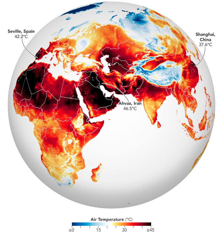 Heatwaves and Fires World July 2022 Annotated