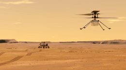 Helicopter Above Perseverance on Mars