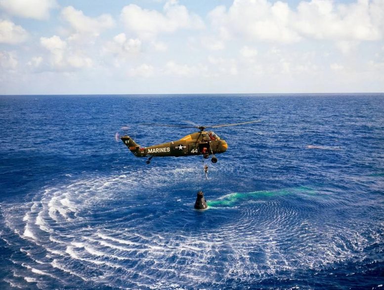 Helicopter Hoists Alan Shepard