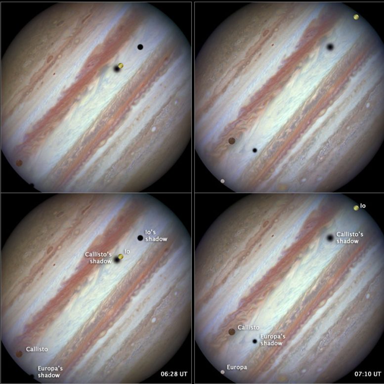 Hubble Captures Rare Jupiter Triple-Moon Conjunction