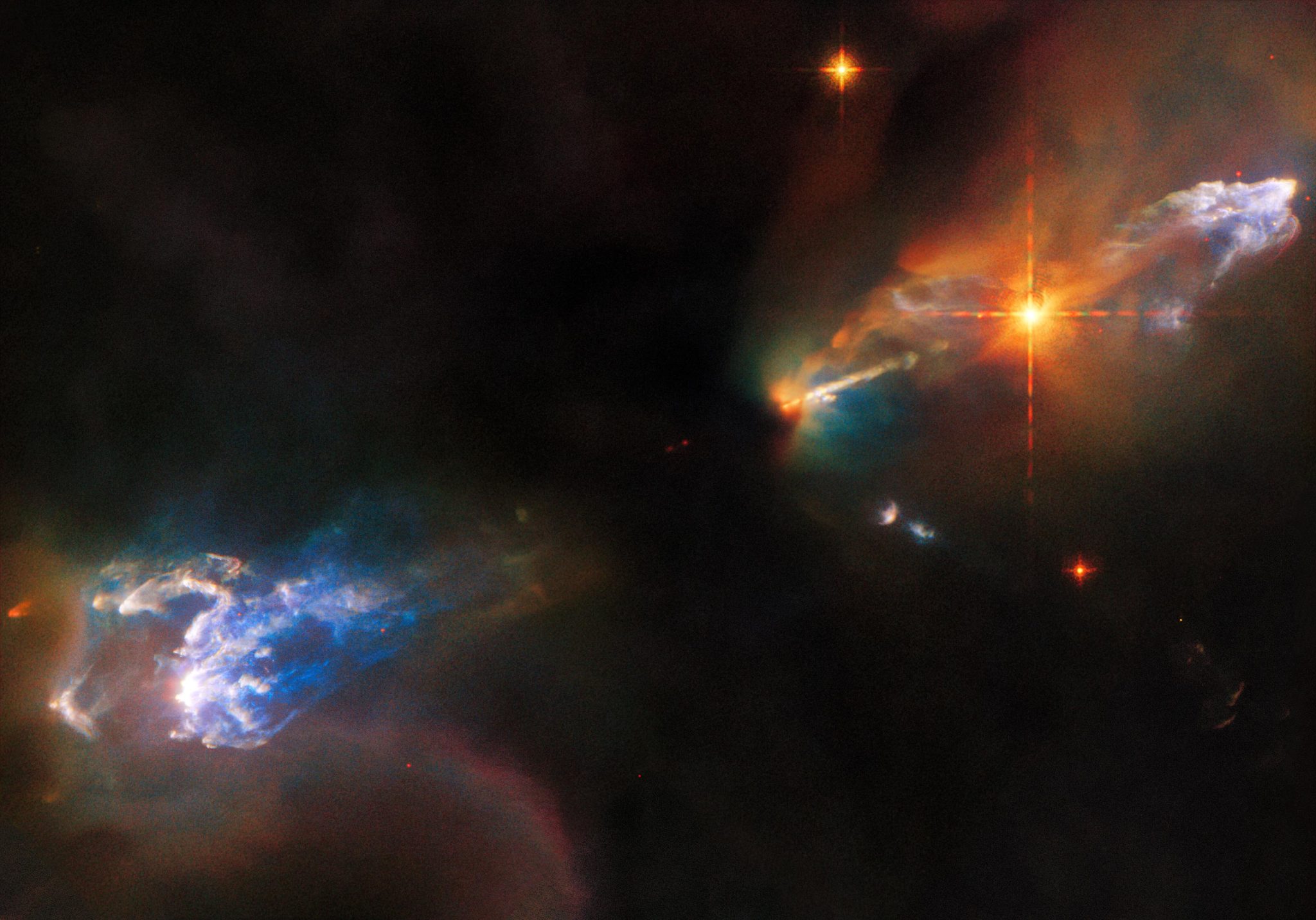 Hubble Herbig-Haro Objects HH 1 and HH 2