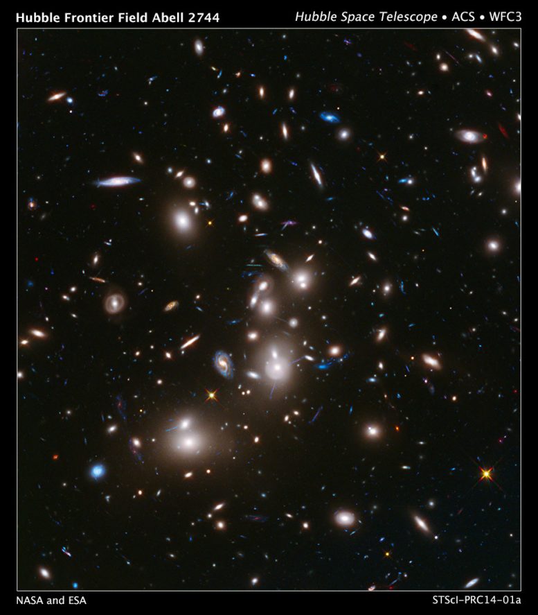 Hubble Image of Massive Galaxy Cluster Abell 2744