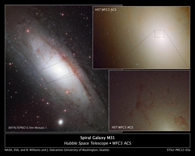 Hubble Observes Blue Stars in Andromeda's Core