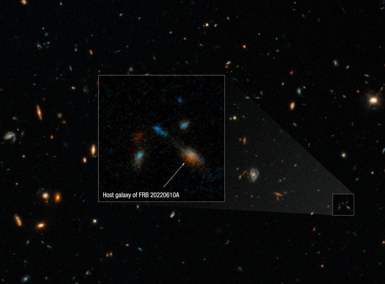 Hubble Photographs Home of Farthest Fast Radio Burst Annotated