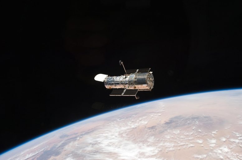 Hubble Space Telescope After Being Released From Space Shuttle Atlantis