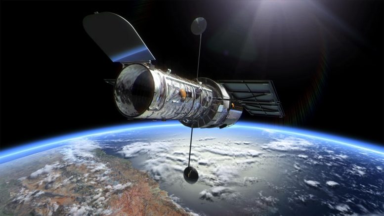 Hubble Space Telescope Over Earth