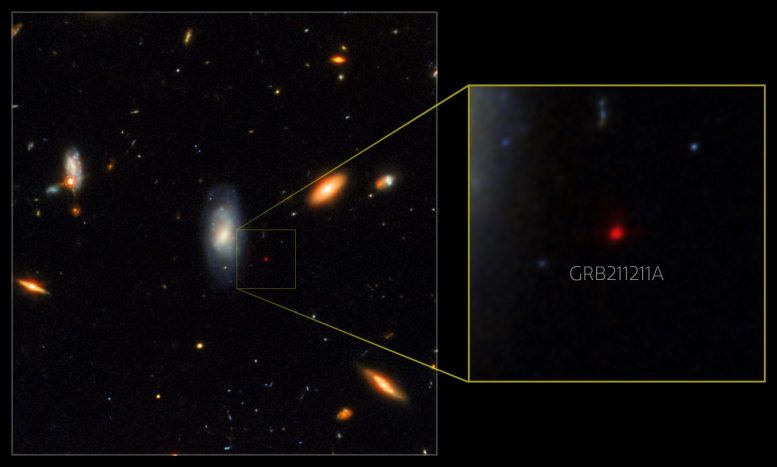 Hubble Space Telescope View of the Location of the Gamma Ray Bursts GRB 211211A and Its Surroundings