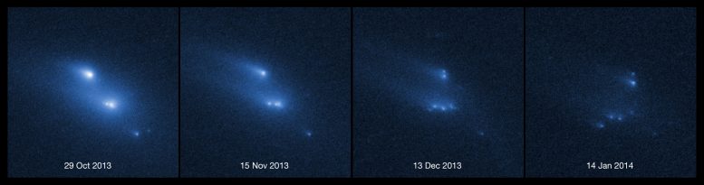 Asteroid P/2013 R3 breaking apart,