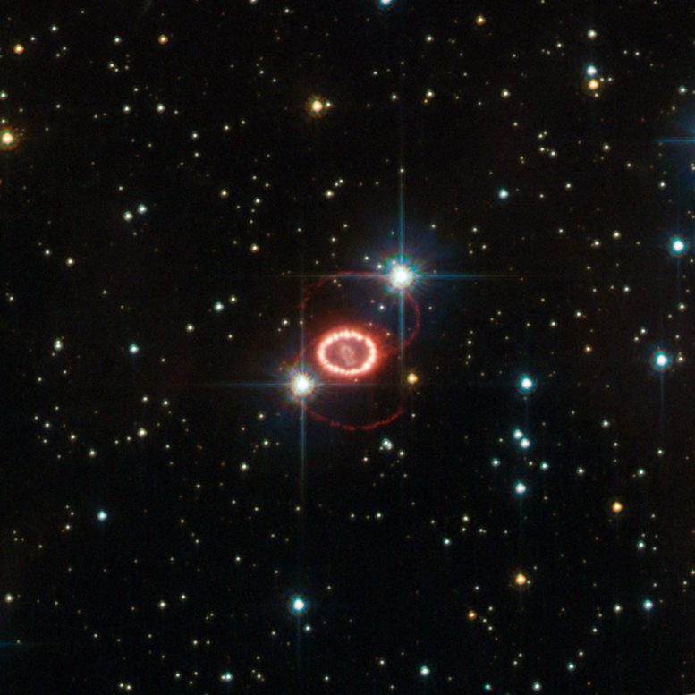 Hubble Views the Remains of Supernova 1987A