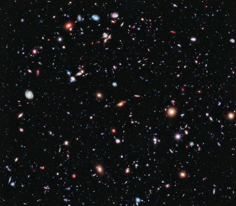 Hubble--image-of-a-small-area-of-space-in-the-constellation-of-Fornax