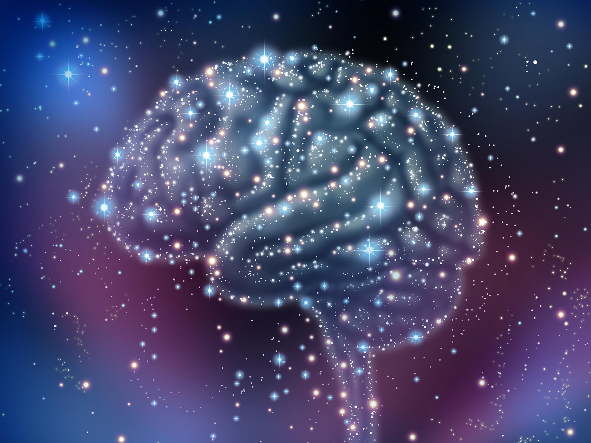 Conceito de mistério de felicidade de consciência de dopamina do cérebro humano