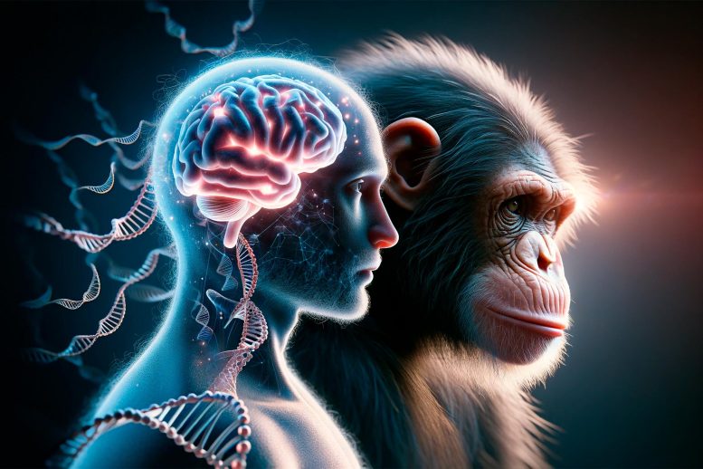 Human Primate Brain Genetics Art Concept