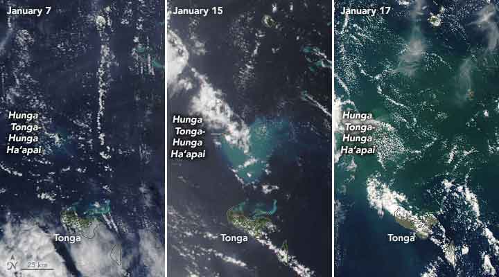 Hunga Tonga Eruption NASA Aqua Satellite Annotated