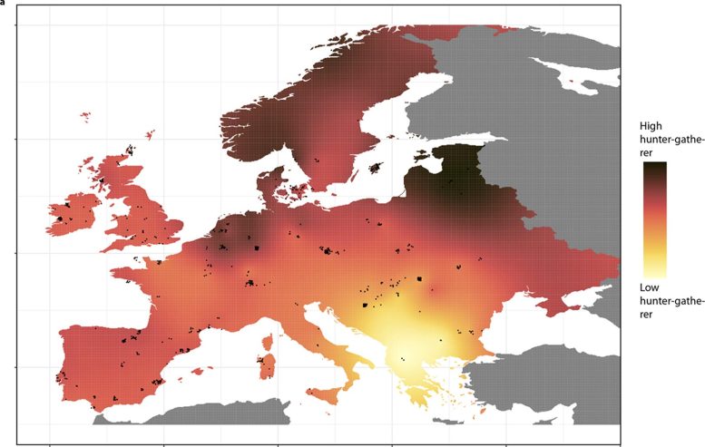 Hunter Gatherer Ancestry Proportions in Europe (4500–2500 BCE)