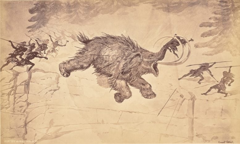 Hunting the Hairy Mammoth Engraving