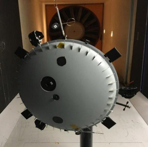 Huygens Probe in PRISME Laboratory Wind Tunnel