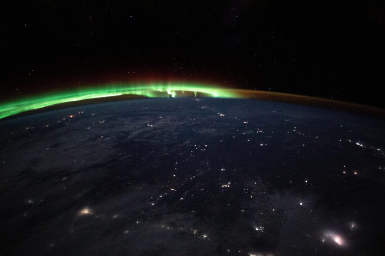 ISS Aurora Dances in Earth's Atmosphere