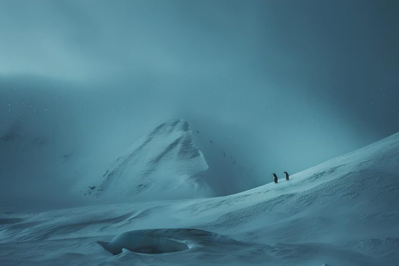 Ice Antarctica Snow Capped Mountains Penguins