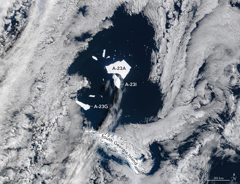 Iceberg A-23A September 2025 Annotated