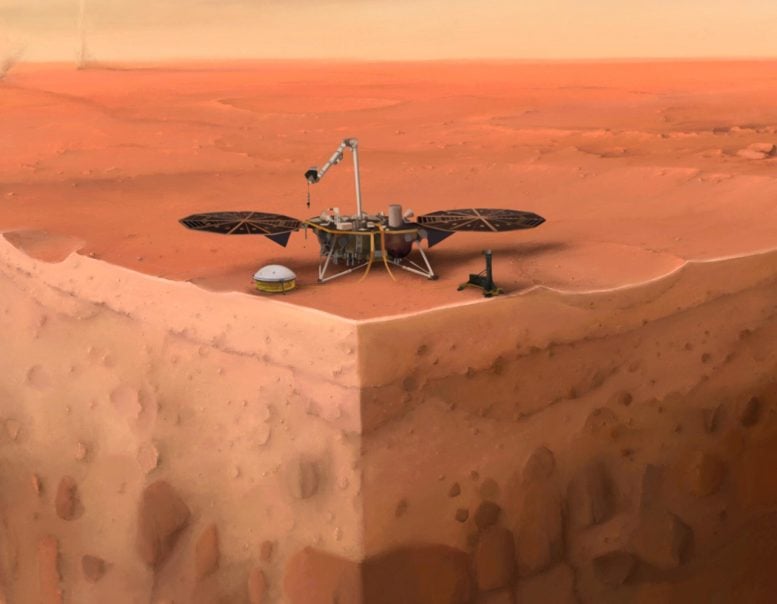 Ilustração do Insight Lander da NASA em Marte