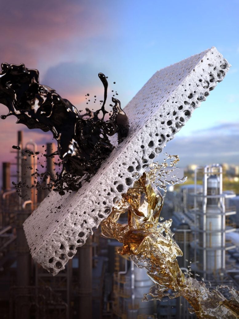 Illustration of Synthetic Membrane Separating Crude Oil