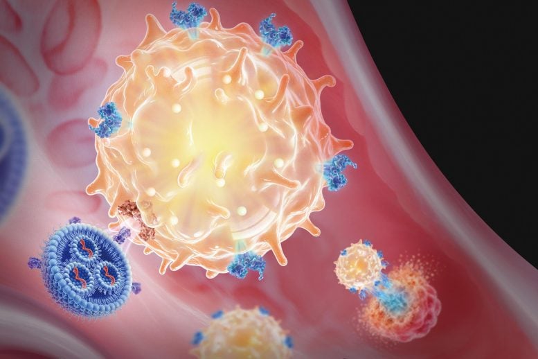 Illustration of Targeted mRNA Delivery to NK Cells
