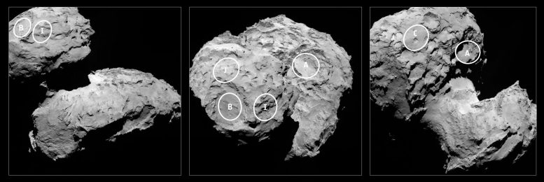Image of the Philae Candidate Landing Sites 