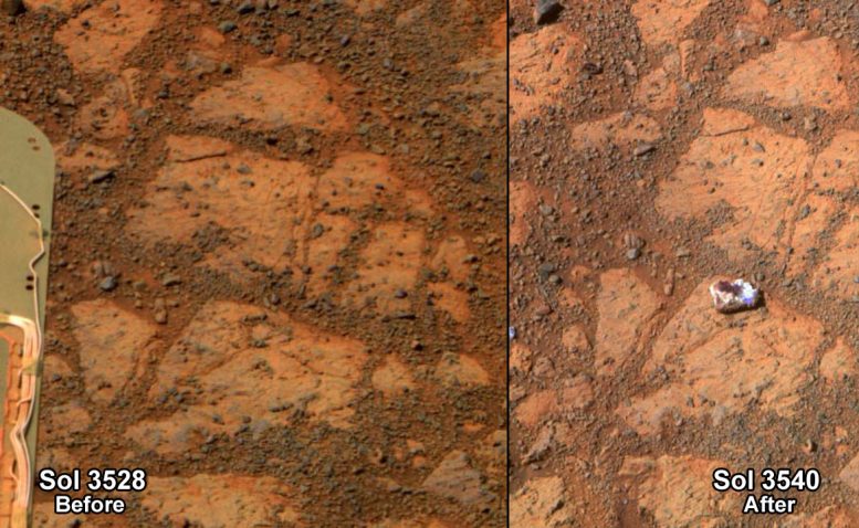Image of the Rock that Appeared in Front of the Opportunity Rover