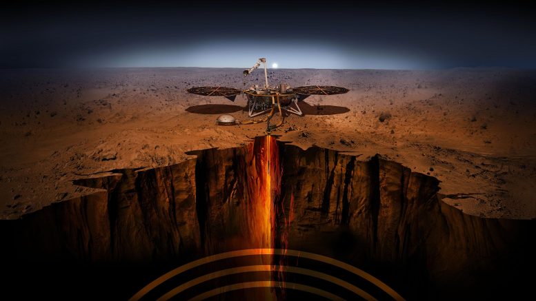 El módulo de aterrizaje interior en Marte
